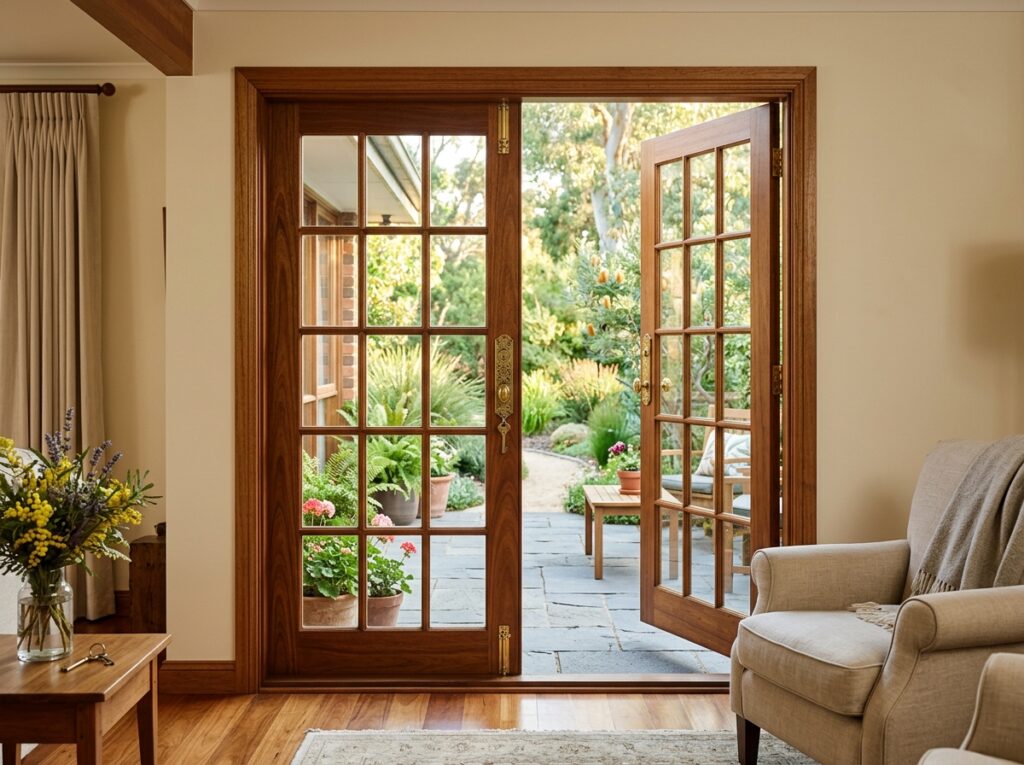 Timber French doors in home 20260914071928
