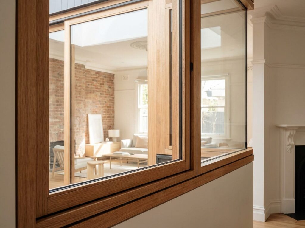 Timber window installation in home 202609090843